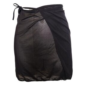 Black Sheer Tie-Waist Swim Sarong